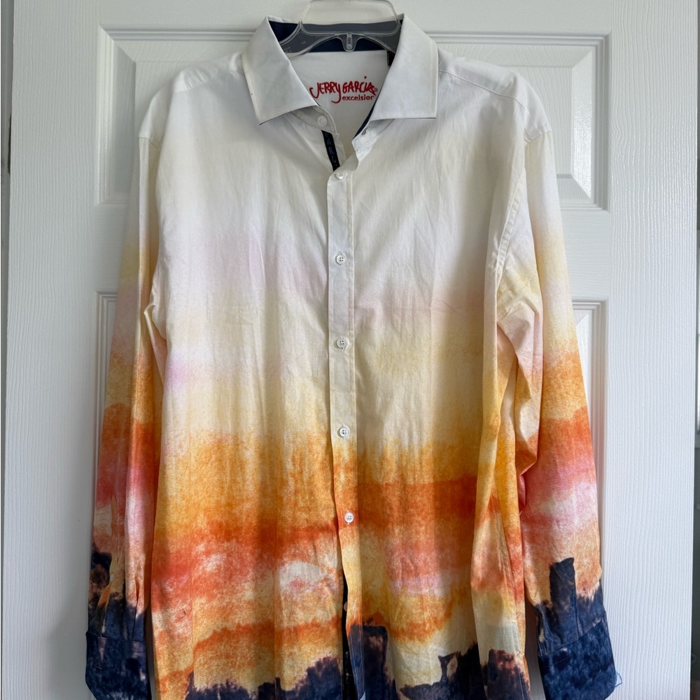 J. Garcia Orange Yellow Casual Button Down Shirt